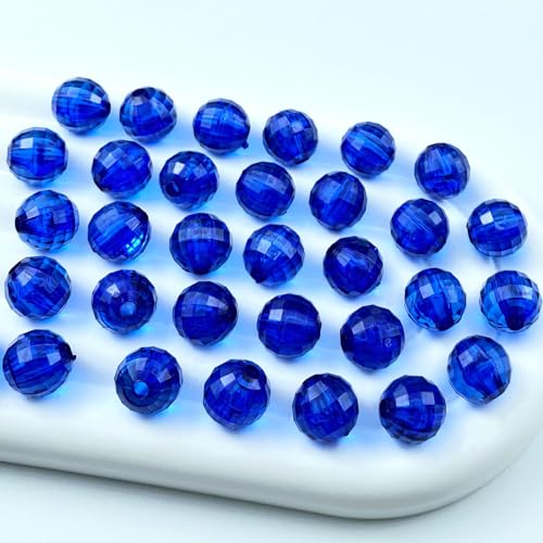 400 PCS 8mm Acrylic Round Faceted Beads Crystal Spacer Beads Multiple Faceted Loose Beads for DIY Jewelry Making Bracelet Necklace Earring Wind Chimes Wine Charms Sun Catchers(Sapphire) - color: 3-Sapphire, size: 8MM