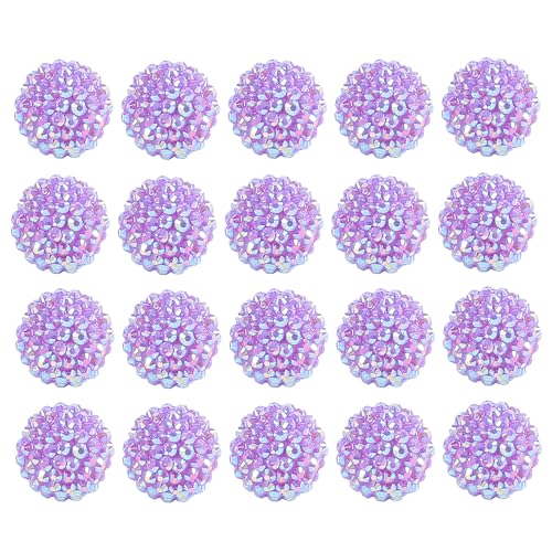 20mm Rhinestone Beads for Pens, 20pcs Chunky Large Spacer Bead for DIY Pens Phone Chain Keychain Candy Sparkle Bling Ball Beads Bulk(Purple) - color: AB Purple 20MM 20PCS, size: 20MM