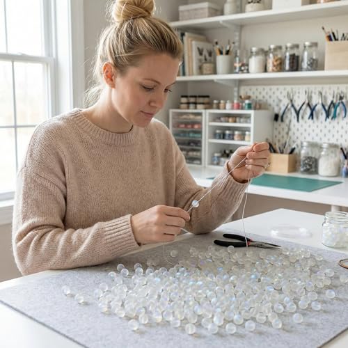200Pcs Clear Matte Crystal Glass Beads, 4mm Aurora Mermaid Style for DIY Jewelry Making, Necklace Bracelet Earring Crafts