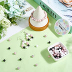 SUNNYCLUE 1 Box 180pcs Stone Beading Kit 8mm Gemstone Beads Black Pink White Jade Synthetic Turquoise Round Loose Spacer Beading Bulk with Elastic Cord for Jewelry Making Bracelets Necklaces Supplies