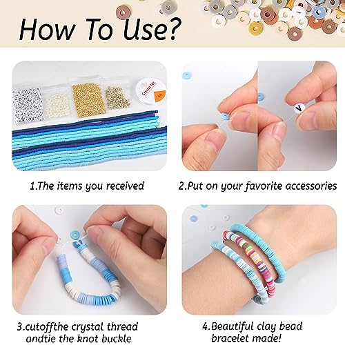 JMUQ 14 Strands Yellow Clay Beads Bracelet Making Kit, 5500 Flat Polymer Clay Heishi Beads for Friendship Bracelets Jewelry Making Kit with Letter Pearl Gold Spacer Beads for Women - color: yellow