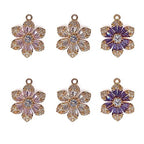 Crystal Zirconia Gold Plated Brass Charms for Jewelry Making Bracelet Necklace Earring Pendant Craft Supplies DIY Accessories - color: FlowerB-Mix-6Pcs
