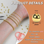 18K 600pcs 2mm Gold Filled Beads for Bracelets Seamless Small Tiny Gold Spacer Beads Non Tarnish for Jewelry Making Necklaces Earring Pendant Smooth for DIY Craft Making - size: 2MM-600PCS