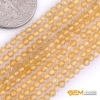 GEM-Inside 2mm Natural Stone Yellow Citrine Quartz Faceted Round Spacer Small Beads for Jewelry Making 15" - color: Yellow Citrine, size: 2mm