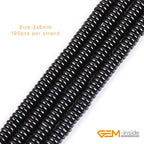 GEM-Inside 2x6mm Natural Polished Black Agate Stone Heishi Disc Rondelle Spacer Beads for Jewelry Making Full 15" Strand Energy Stone Healing Power Crystal - color: Black Agate