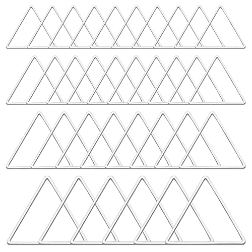 70Pcs Triangle Earring Beading Hoop,4Sizes Silver Earring Bead Connector Links Open Bezels Linking Rings Earrings Pendant for DIY Jewelry Making Finding,Earring Necklace,Crafts Supplies - color: Silver