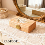 Travel Jewelry Case Small Wood Jewelry Organizer Jewelry Box for Women (Pine Wood Print B) - color: Pine Wood Print B