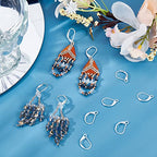 Beebeecraft 1 Box 50Pcs Leverback Earring Findings 925 Sterling Silver Plated Clasp Earring Hooks 15.5x10mm Ear Wire Clip Earring Connector for Jewelry Making - color: 15.5x10mm Silver Leverback Earring