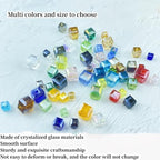 Crystal Glass Beads 100 Pieces 8mm Cube Crystal Glass Beads Faceted Square Shape Spacer Beads for Jewelry Making Bracelet Earring Necklace DIY Craft Making Supplies(Amber AB) - color: Amber AB, size: 8mm