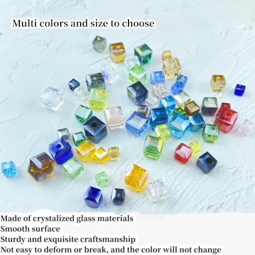 100pcs 8mm Black Square Crystal Glass Beads for Jewelry Making - color: Black, size: 8mm