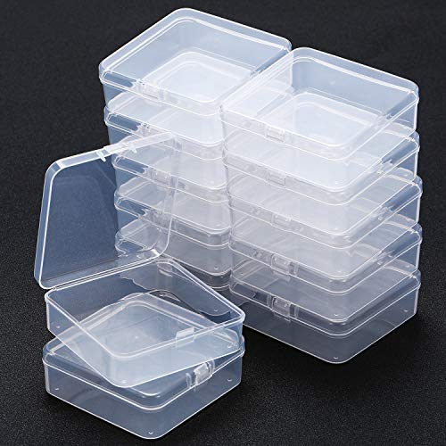 SATINIOR 12 Pack Bead Organizer Box Small Clear Plastic Beads Storage Containers Box with Hinged Lid for Bracelet Making DIY Jewelry Craft Nail (3.3 x 3.3 x 1.2 Inch) - size: 3.3 X 3.3 X 1.2 Inch