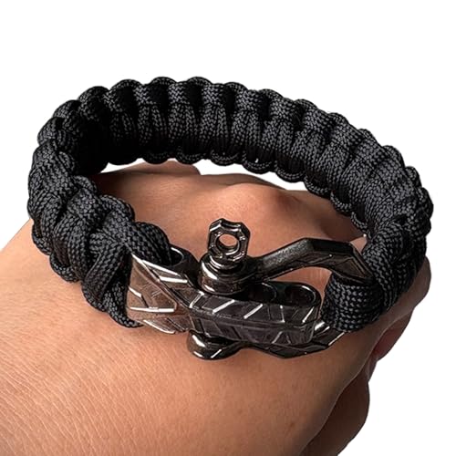 10 set Bow Metal Shackles Screw Pin Anchor Shackle Adjustable D Clasps Buckles for Paracord Bracelet Belt (Black)