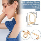 Beebeecraft 1 Box 50Pcs Leverback Earring Findings 18K Gold Plated French Earring Hooks 16x11mm Leaf Pattern Interchangeable Dangle Ear Wire Findings for Jewelry Making - color: 16x11mm Leaf Earring Hooks