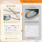 18k Gold Plated Stainless Steel Jewelry Chains Kit 39.3FT 6 Rolls Bulk (6.5FT/2M) with Letter Pendants, Colorful Charms, Pliers, Jump Rings, Lobster Clasps for DIY Necklace Bracelet Making - color: 18k Gold Plated-39.3Ft 6 Rolls
