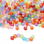LAIDANLA 1500PCS Acrylic Letter Beads Alphabet White Letters Transparent Colorful Round Bead 7×4mm for Jewelry Bracelets Necklaces Key Chains Making - color: D-White Letter Transparent Colorful Beads