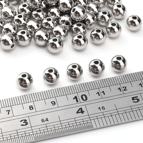 304 Stainless Steel Round Beads 8.0mm 80pcs Spacer Beads for Jewelry DIY Making and Repairing - size: 8.0mm