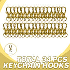 Keychain, 68PCS Swivel Snap Hooks with Key Rings, Metal Lobster Claw Clasp,34PCS Keychains Clips Hooks and 34PCS Key Chain Rings,Keychain Rings for DIY Crafts,Jewelry Making (Gold) - color: gold