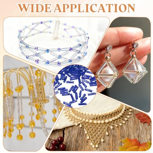 uxcell 1500Pcs Glass Bugle Seed Beads, 6x2mm Mini Long Tube Seed Beads Tube Loose Glass Seed Spacer Bead for DIY Earring Bracelets Necklace Jewelry Making Embroidery, Dark Sapphire Blue - color: Dark Sapphire Blue