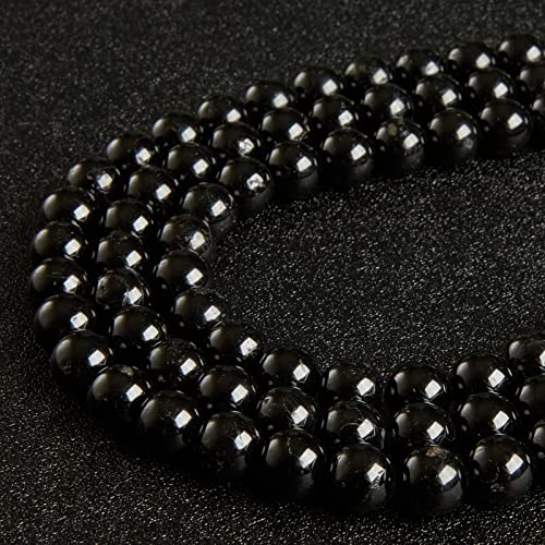 45pcs 8mm Black Tourmaline Beads Natural Gemstone Beads Round Loose Beads for Jewelry Making - color: Black Tourmaline, size: 8mm