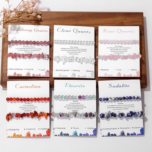 Healing Crystal Bracelets for Women 2 PCS 6mm Natural Stone Bracelet Stretch Crystal Beaded Bracelets Handmade Gemstone Bracelet Jewelry Gifts Christmas Gifts for Women Girls - style: carnelian