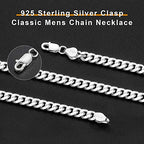 OCHCOH 925 Sterling Silver Clasp 3mm3.5mm4mm5mm7mm Cuban Link Chain Necklace for Men Diamond Cut Silver Chain Necklace for Women 16 18 20 22 24 26 28 30 Inch - size: 30 Inch, style: 5mm