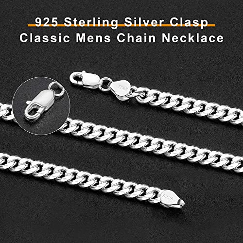 OCHCOH 925 Sterling Silver Clasp 3mm3.5mm4mm5mm7mm Cuban Link Chain Necklace for Men Diamond Cut Silver Chain Necklace for Women 16 18 20 22 24 26 28 30 Inch - size: 30 Inch, style: 5mm