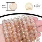 200Pcs Glass Round Beads 8mm Transparent Ink Wash Dye Sprinkled Gold Scattered Beads Handmade DIY Bead Material Bracelet Accessories (Apricot) - color: Apricot