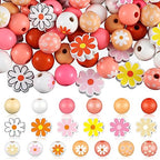 Tradder 200 Pcs Daisy Wooden Beads for Crafts 16mm 20mm Assorted Loose Spacer Round Daisy Flower Wood Beads for DIY Crafts Necklace Bracelet Jewelry Making Garland Home Decor - style: Daisy Flower