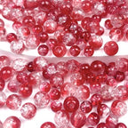300pcs Crackle Glass Beads, 6mm and 8mm Red Crystal Glass Beads Round Loose Spacer Bulk Beads for DIY Craft Earring Necklace Bracelet Jewelry - color: Red
