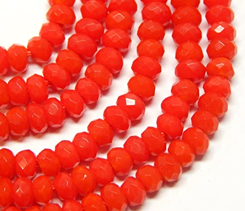 Perlin Agate & Jasper Gemstone Strand Beads 4 mm Rondelle 110 Pieces Jewellery Beads Semi-Precious Stone for Jewellery Necklace Bracelet Earrings (Red Agate) - color: Red Agate