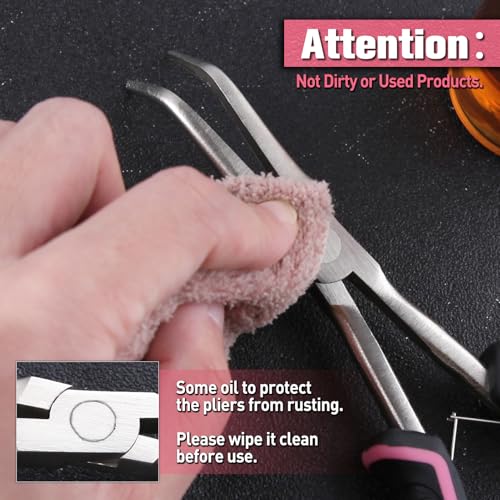 7-Inch Long Reach Bent Needle Nose Pliers Smooth Jaws Bent Long Nose Pliers Extra Long Needle Nose Pliers Jewelry Pliers for Jewelry Making, Wire Wrapping and Object Gripping, Non-slip Handle - style: Bent Needle Nose Plier Smooth Jaws
