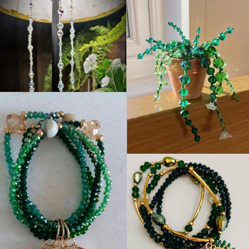 1040pcs 4/6/8mm Glass Beads Green AB, Faceted Crystal Loose Rondelle Beads for Jewelry Making Bracelets Necklaces Suncatchers Plants Succulent DIY Crafts - color: Green AB