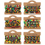 COLORFUL BLING 4th of July Bracelets for Women/Juneteenth African Beaded Stackable Layered Surfer Bracelets Rasta Jamaica Jewelry - color: stars