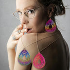 Dazzling Colorful Filigree Charms Hollow Out Multicolor Geometric Filigree Pendants for DIY Jewelry Making Earrings Necklaces Components - color: Waterdrop-2