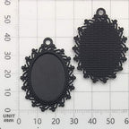 All 32pcs(16 Sets) 18x25mm Enamel Black Oval Blank Bezel Pendant Trays Base Cabochon Settings Trays Pendant Blanks for Jewelry Making DIY Findings (M181) - color: Black 18x25mm