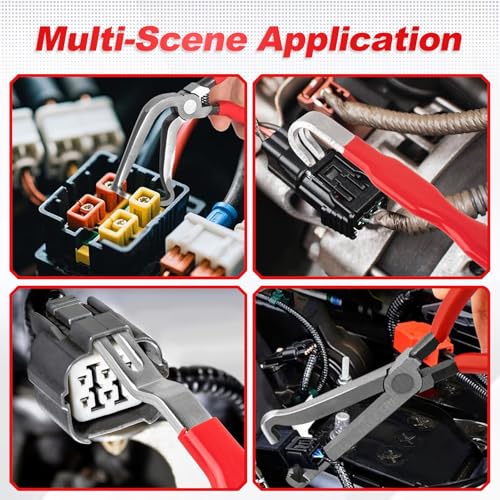3PCS Professional Electrical Disconnect Pliers, Automotive Electrical Connector Separator Removal Tool Kit for Wiring Harness, 60° & Straight Terminal Release Pliers for Car Truck SUV