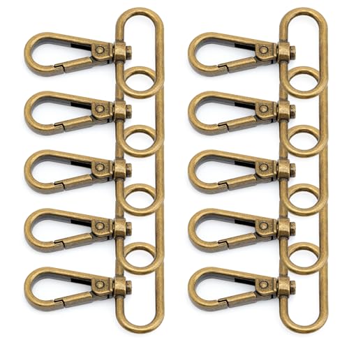CRAFTMEMORE Snap Hook Swivel Push Gate Lobster Clasps Fashion Clips Purse Making FS10 Pack of 10 (Antique Brass, 2 Inches) - color: Antique Brass, size: 2 Inches