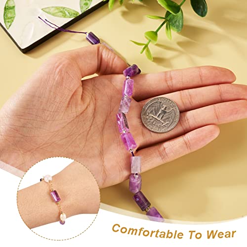 Craftdady Faceted Column Natural Amethyst Stone Beads Cylinder Tube Gemstone Loose Beads Energy Healing Crystal Stone 8-11x6-8mm for Jewelry Craft Necklace Bracelet Earring Making, 15~17pcs - color: Column Amethyst