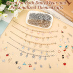 Mckanti 674 Pieces Charm Bracelet Making Kit, Including Paperclip Chain Bracelets, Charms, Jump Rings for DIY Bracelet Making(Gold & Silver)