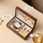 Wooden Jewelry Box, Simple Solid Wood Wooden, Ring Holder and Necklace Organizer, Black Walnut - size: L16.5*W9.5*H4cm