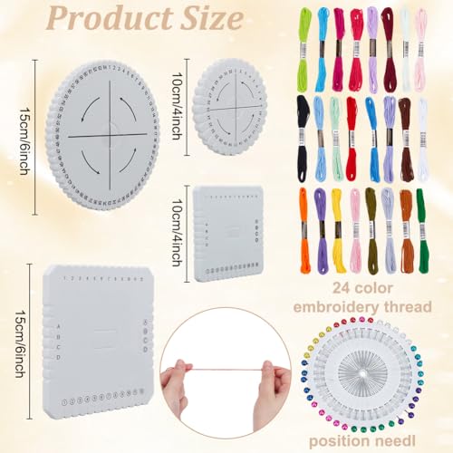 WEBEEDY Kumihimo Kit for Adults Beginners, Japanese Kumihimo Starter Kit Bracelet Beaded Braid Set Include 4 Pcs Square & Round Disk with 24 Thread for Beading & Bracelet Weaving Supplies