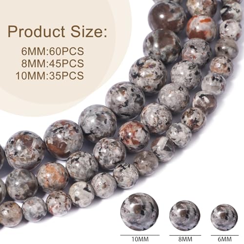 Black Volcanic Lava 6mm 60 Pcs Stone Beads for Jewelry Making Large Beads Bracelet Keychain Loose Round Smooth Gemstone Beads Necklace Earrings DIY Arts and Crafts Natural Stone Beads ﻿ - color: Black Volcanic Lava, size: 6mm