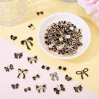 Craftdady Enamel Dangle Charms Pendant Food Animal Flower Cute Charms Colorful Metal Fruit Pendants Hang Ornament for Craft Bracelet Necklace Earring Key Chains Jewelry Making - color: Black Bowknot