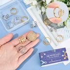 SUNNYCLUE 1 Box 12Pcs 6 Style Stainless Steel Ring Bezels Finger Ring Blank Base Gold Silver Metal Adjustable Flower Eye Open Rings Tray Component with Round Pad for Jewelry Making Rings DIY Crafts - style: Ring 2