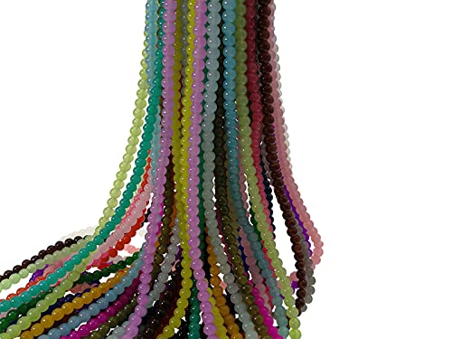 1500PCS 6mm Glass Round Beads Bulk， Imitative Jade Beads, Bracelet Loose Beads for Jewelry Making Earring, Necklaces, and DIY Crafts (6mm) - size: 6mm Mixed