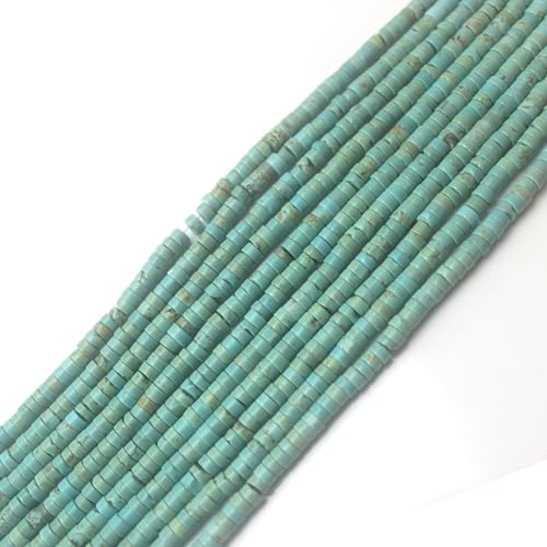 160pcs 3x2mm Natural Turquoise Heishi Disc Rondelle Spacer Stone Semi Precious Gemstone Loose Beads for Jewelry Making 15 Inch - color: Turquoise, size: 3x2mm
