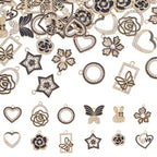 48Pcs 12 Styles Rhinestones Charms Alloy Enamel Love Pendants with Crystal Rhinestone Flower Butterfly Round Ring Charm for Necklace Bracelet Earrings Jewelry Making DIY Craft