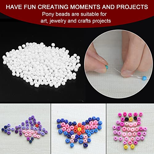 HARFINGTON 2000Pcs Tiny Glass Beads 6/0 4mm Loose Mini Round Small Beads Bulk for Necklaces Bracelet Earring Rings Jewelry Making, Dark Blue/White - color: Dark Blue/White