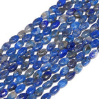 70pcs Natural Blue Lace Stone Beads，4x6mm Egg Shape Loose Gemstone Beads for Jewelry Making Design Earring Necklace - color: blue lace
