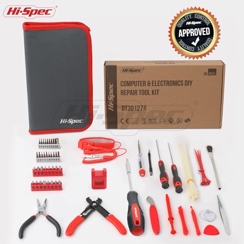 Hi-Spec 56pc Electronics Repair & Opening Tool Kit Set for Laptops, Devices, Computers, PC Building & Gaming Accessories. Precision Small Screwdrivers with Pry Tools - size: 56pcs